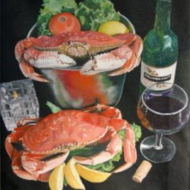 Crab Dinner Black Background