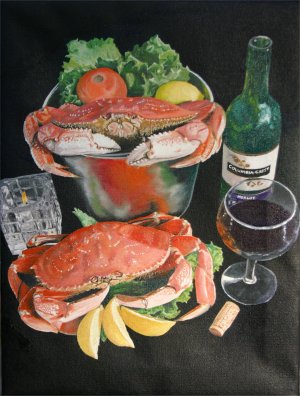 Crab Dinner Black Background